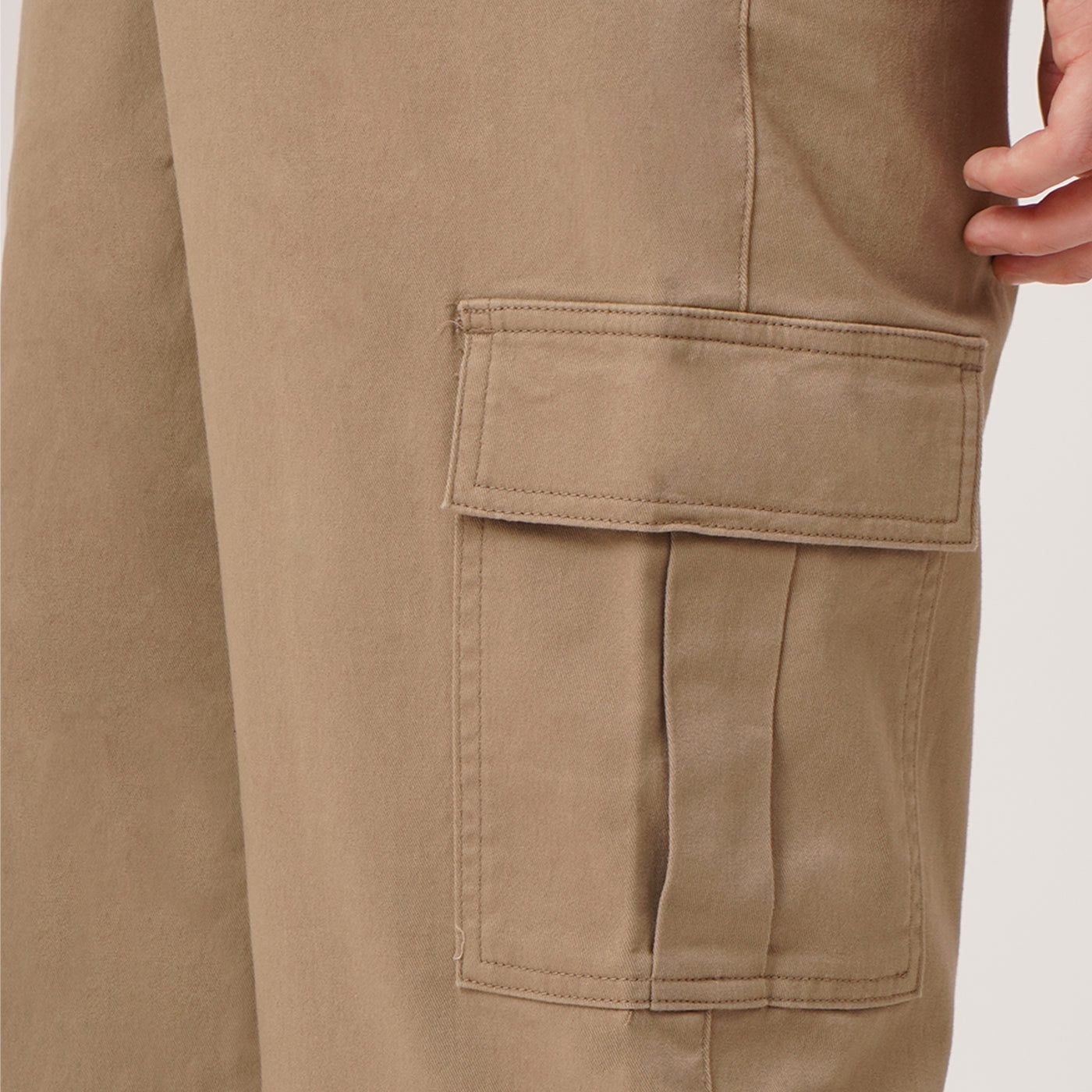 Relaxed Fit Gartered Twill Cargo Pants