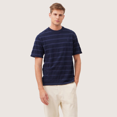 Relaxed Fit T-Shirt In Jacquard Striped Pique Fabric