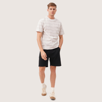 Relaxed Fit T-Shirt In Jacquard Striped Pique Fabric