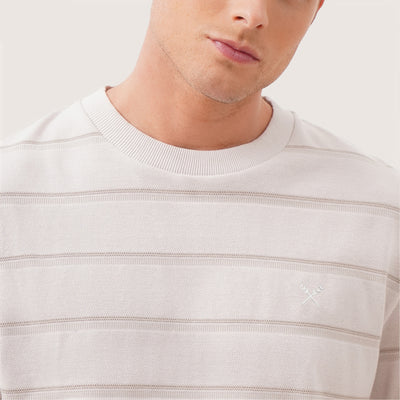 Relaxed Fit T-Shirt In Jacquard Striped Pique Fabric