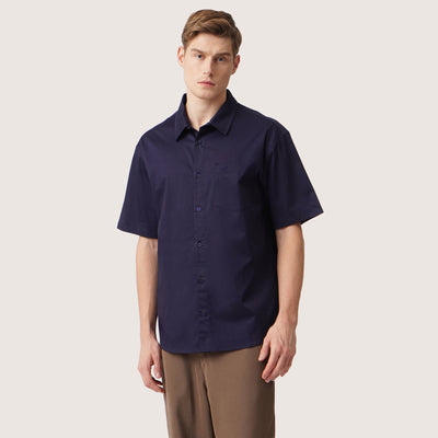 Relaxed Fit Short Sleeves Woven Shirt In Dobby Fabric