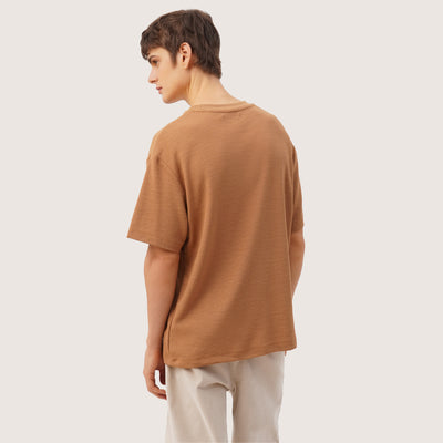 Men's Textured Knit Relaxed Fit T-Shirt with Shoulder Mallard Embroidery