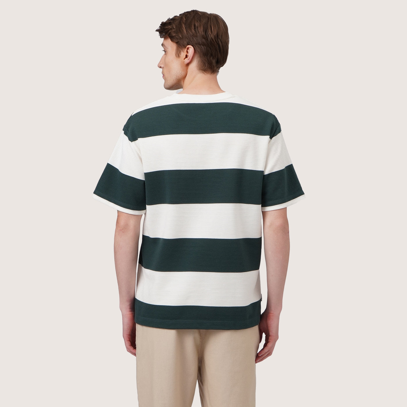 Relaxed Fit Stripes T-Shirt In Textured Fabric