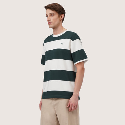 Relaxed Fit Stripes T-Shirt In Textured Fabric