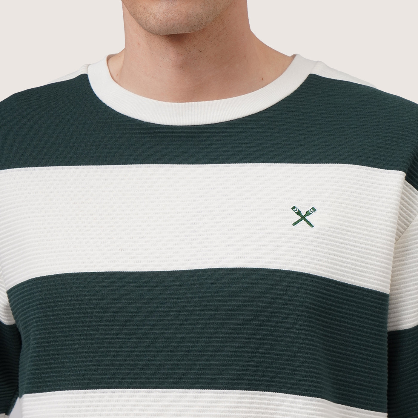 Relaxed Fit Stripes T-Shirt In Textured Fabric