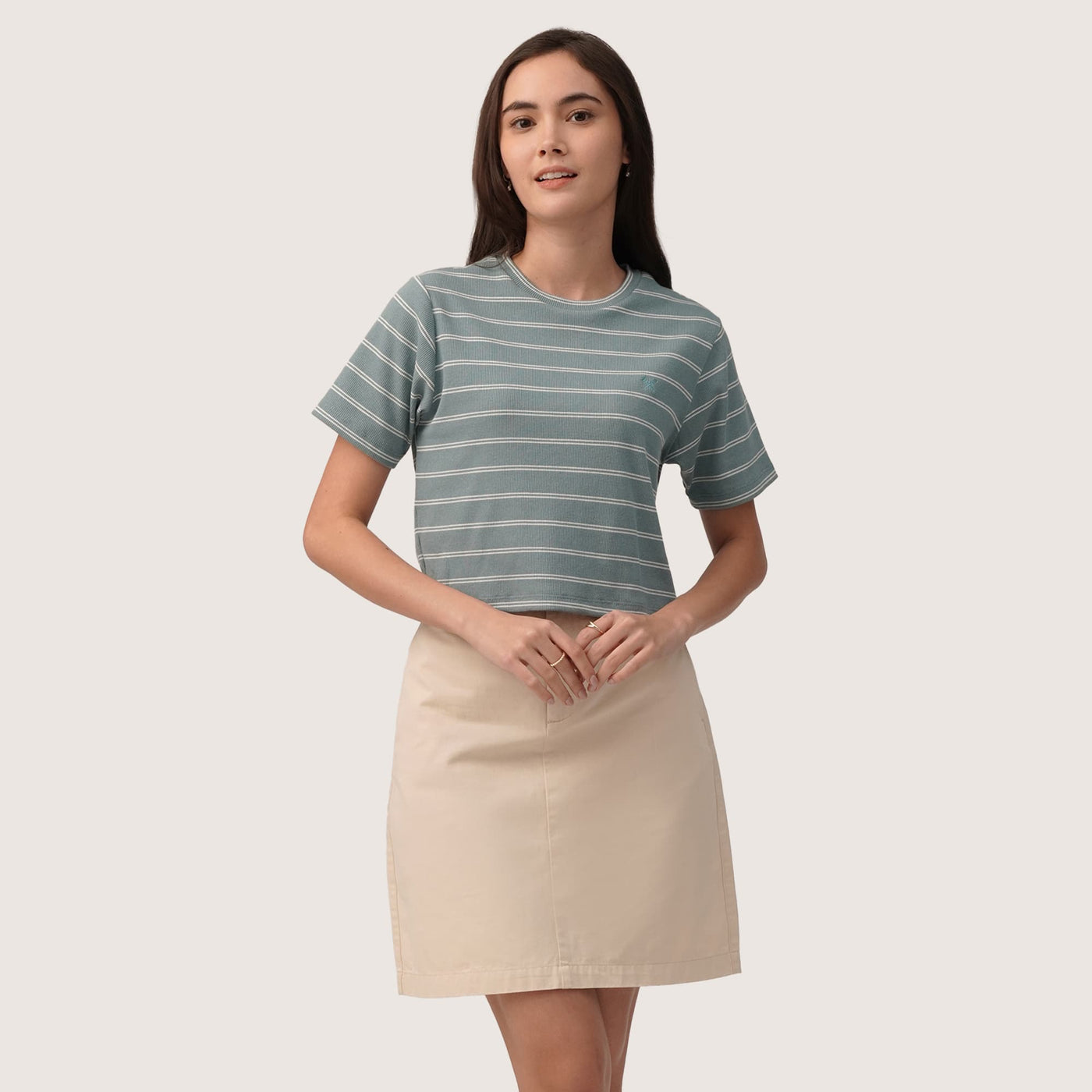 Cropped Stripe T-Shirt