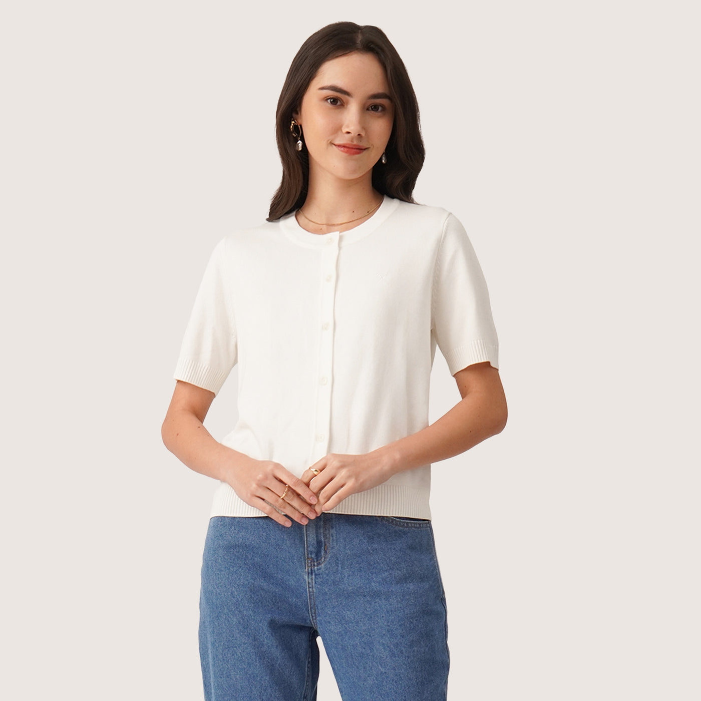 Flat Knit Buttoned Top