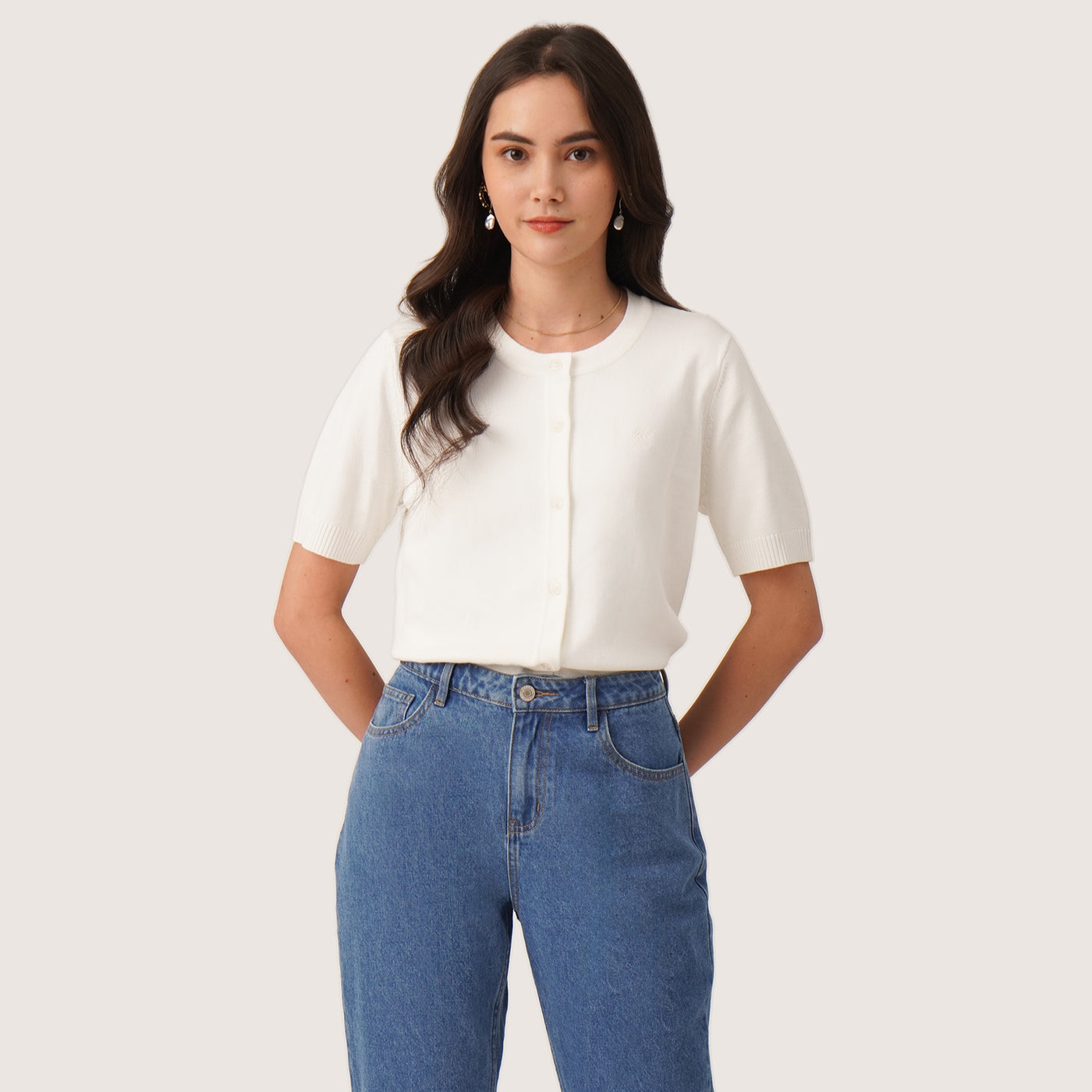 Flat Knit Buttoned Top