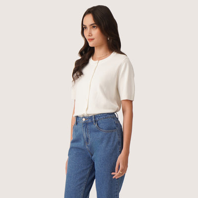 Flat Knit Buttoned Top