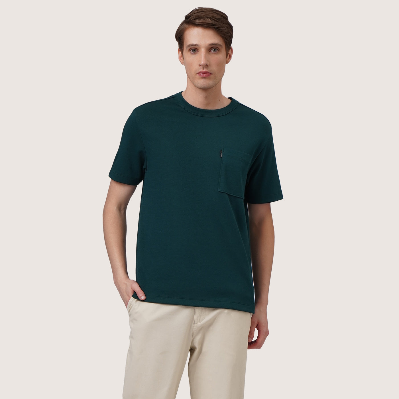 Regular Fit Pocket T-Shirt In Interlock Fabric