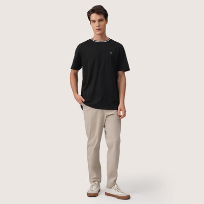 Regular Fit Basic Tipping T-Shirt In Single Jersey