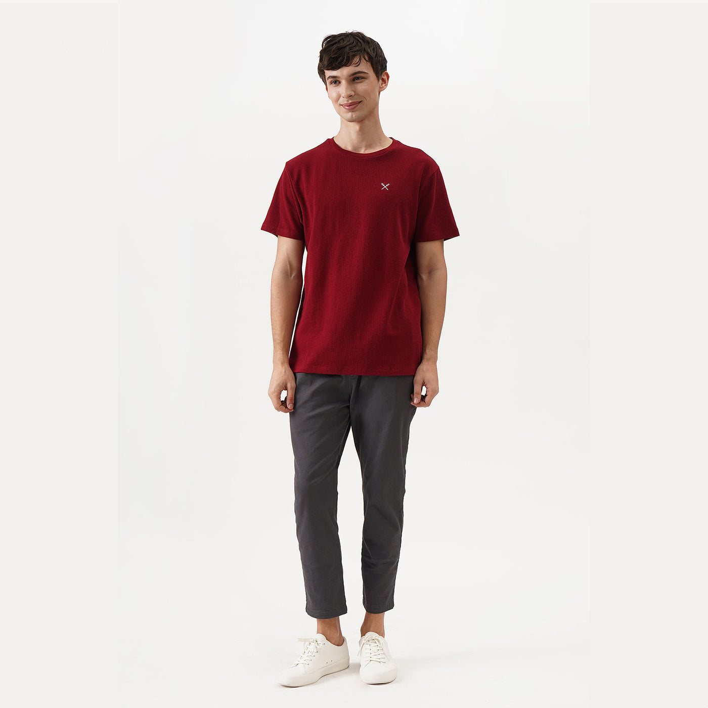 Round Neck T-shirt In Textured Fabric